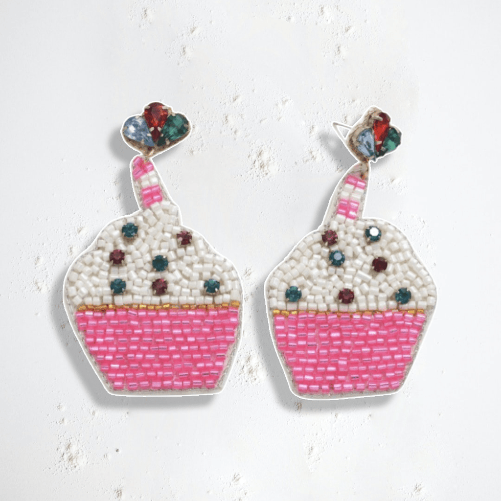 Bead/Rhinestone Cupcake Earrings - Rebel Rain