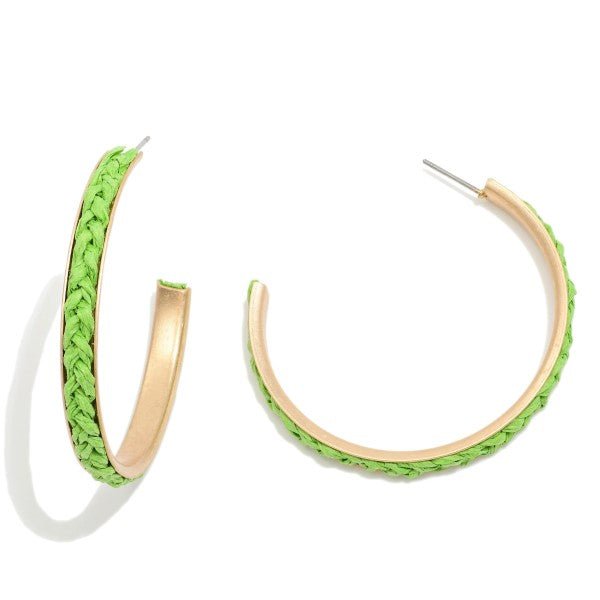 Braided Green Hoop Earrings - Rebel Rain