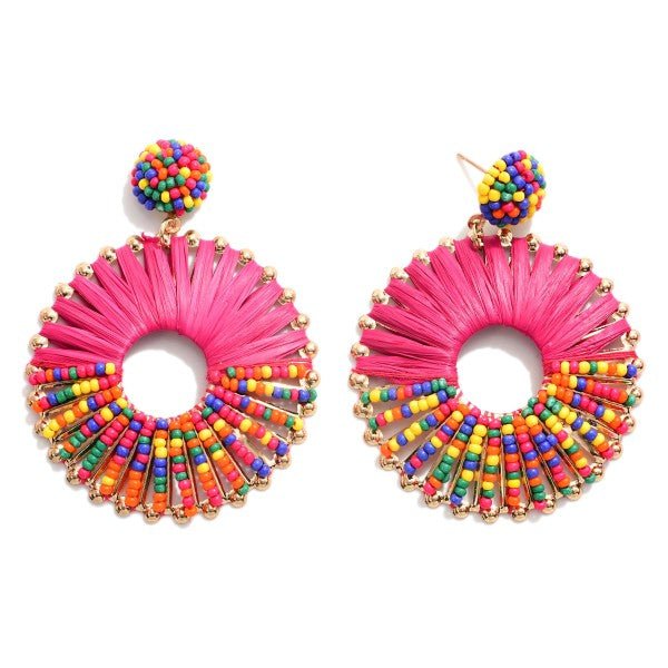 Circular Fuchsia Wrapped Earrings - Rebel Rain