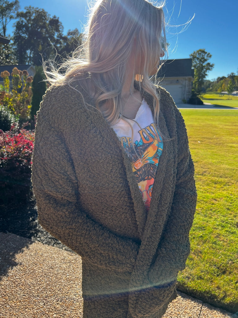 Fall Sage Popcorn Cardigan - Rebel Rain