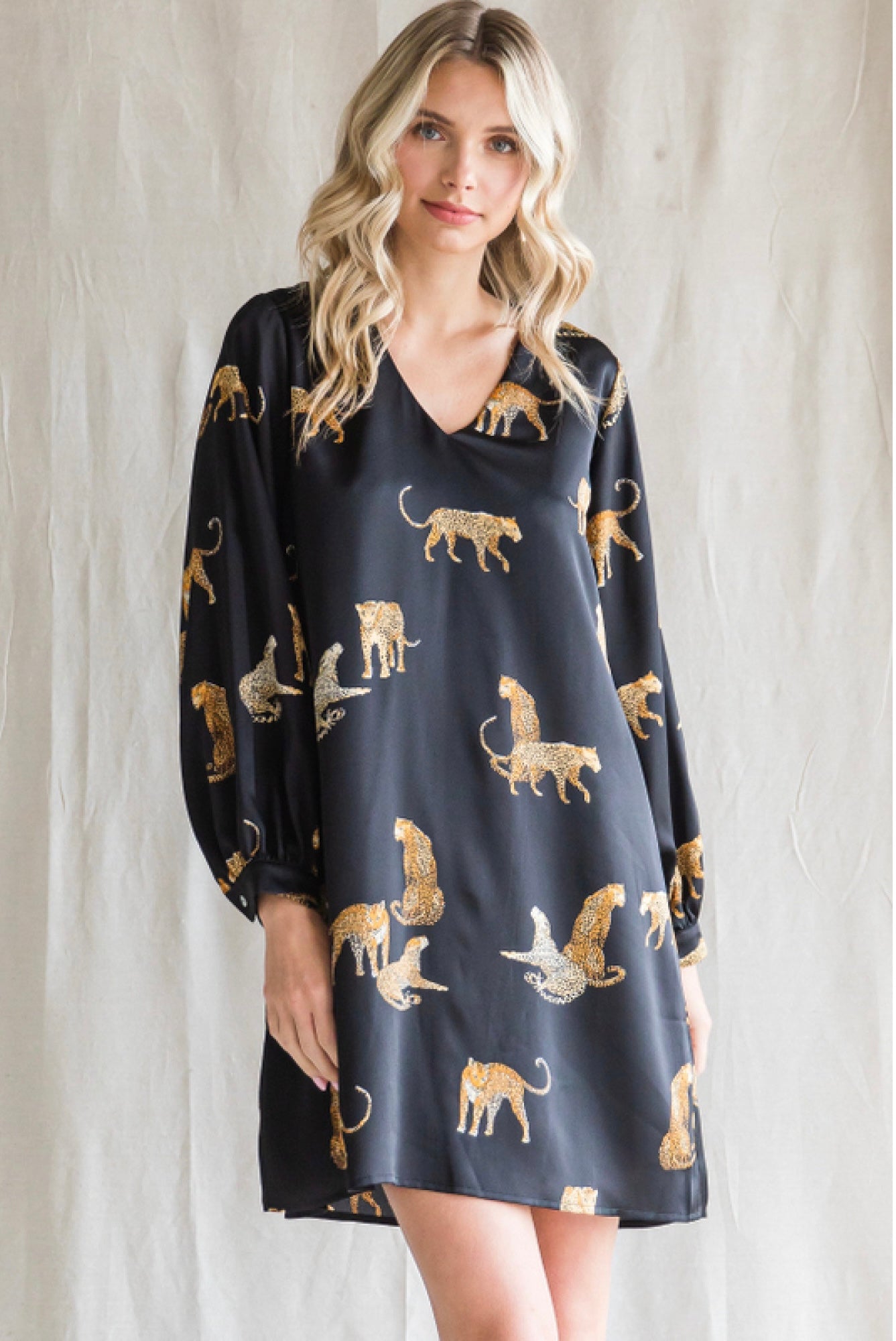 cheetah dress women Cheetah Animal Print LSL Dress in Black by Jodifl L