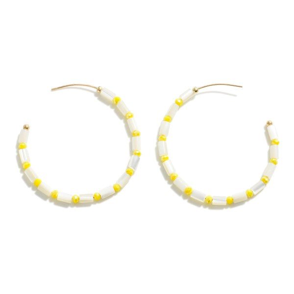 Yellow Beaded Accent Hoops - Rebel Rain