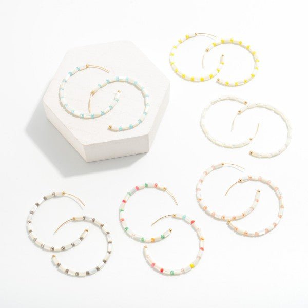 Yellow Beaded Accent Hoops - Rebel Rain